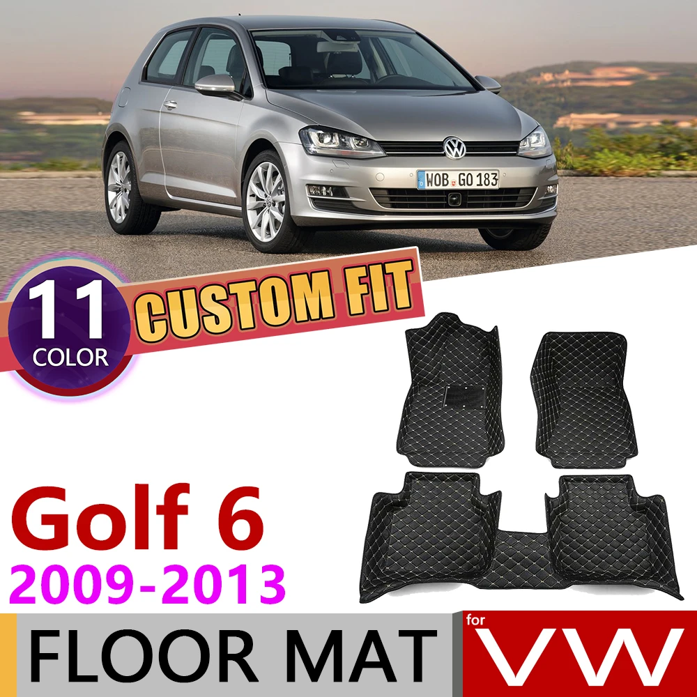 Кожаные автомобильные коврики на заказ для Volkswagen VW Golf 6 Hatch MK6 5K 2009 ~ 2013 5 мест коврик