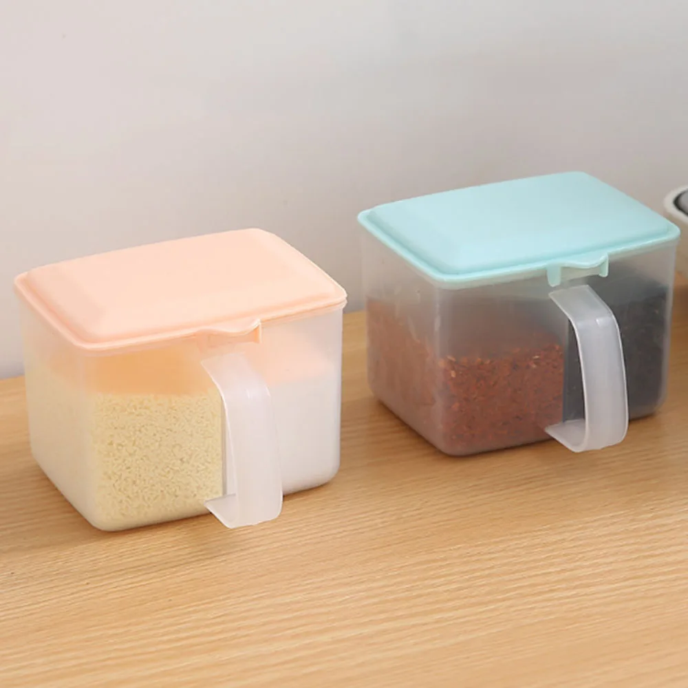 

Household plastic seasoning box kitchen salt shaker seasoning jar storage box set seasoning jar with spoon