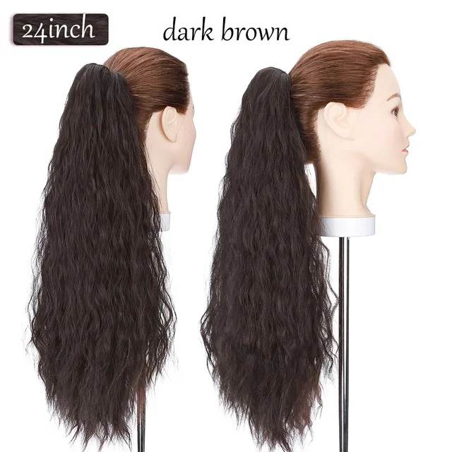 S-noilite Synthetic 12-26inch Claw Clip On Ponytail Hair Extension Ponytail Extension Hair For Women Pony Tail Hair Hairpiece dark brown-new