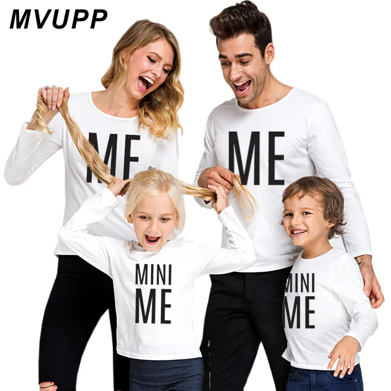 Семейная длинная футболка mini me для мамы и меня, Одинаковая одежда для папы, сына, мамы и дочки зима