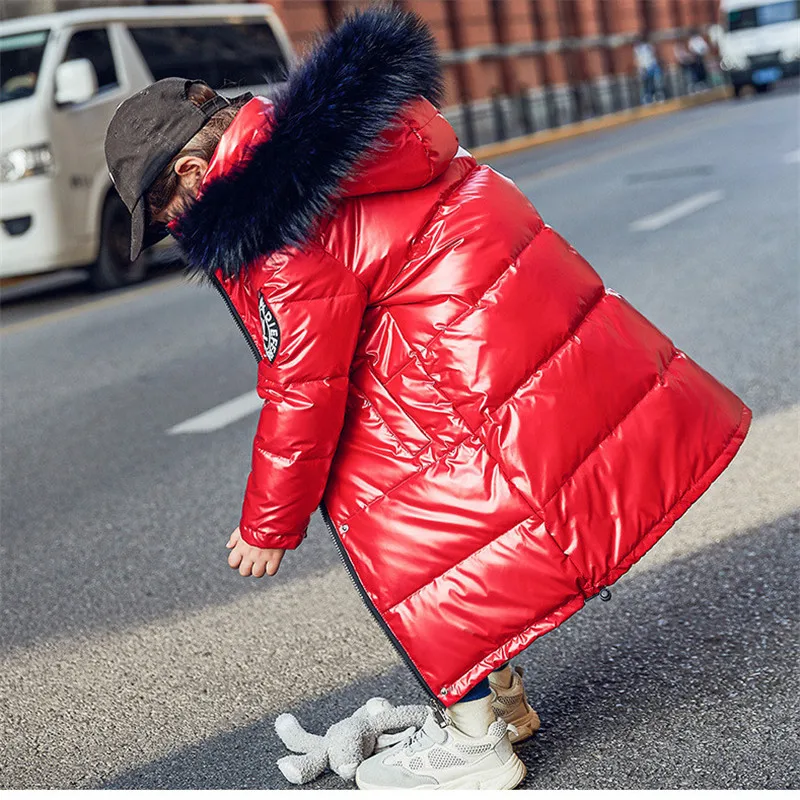 Winter Down Jacket Children Clothing Girl Coats Boy Waterproof Hooded Jackets Kids Parka Solid Warm Thick Long Coats Teen Parka
