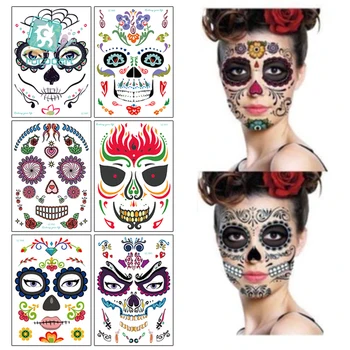 

Halloween Temporary Tattoo Stickers Face Body Sticker Scary Mischief Lasting Waterproof Tattoo Decor Props Women Men