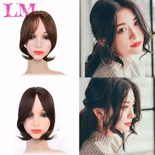 LM модная челка девушка сторона полихромовая челка поддельные края синтетический зажим в волосы Тепло Имитация челок