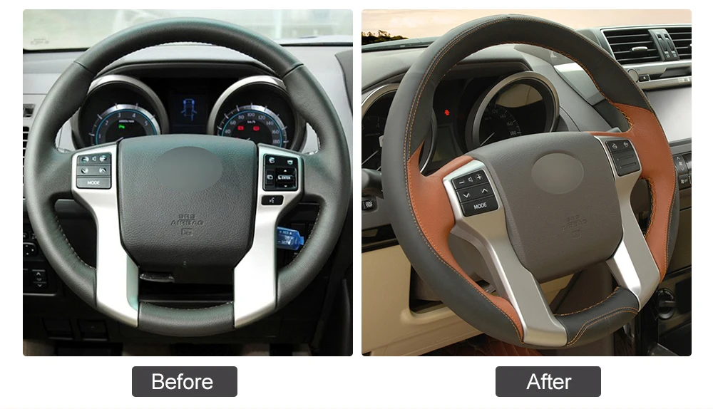 Ручная сшитая черная крышка рулевого колеса из натуральной кожи для Toyota Highlander 2008 2009 2010 2011 2012 2013 Camry