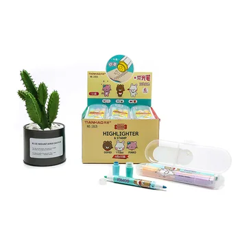 

2PC Double-headed Seal Highlighter Set Color Mark Rough Stroke Key Students Light Marker Eye Color Pen