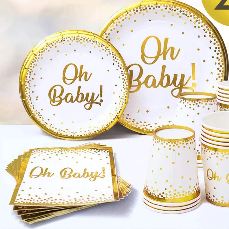 Oh Baby Paper Plate Cup Napkin table confetti sash cake topper Boy Girl twin Shower Gender Reveal Party Decoration Supplies | Дом и сад