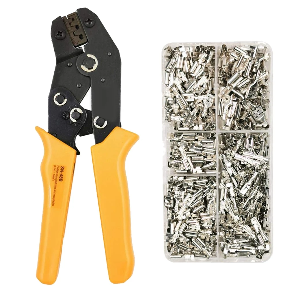 

SN-48B Wire Crimping Tool Kit Ratcheting Crimper Plier Precision Jaw Terminal Crimper With 500Pcs Connectors Terminals Set Tools