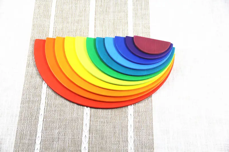 XMJ-0068-C ToysParadise большие радужные блоки/полукруглые строительные блоки прямоугольная доска Pegdolls геометрические деревянные игрушки для обучения детей - Цвет: XMJ-0068-C
