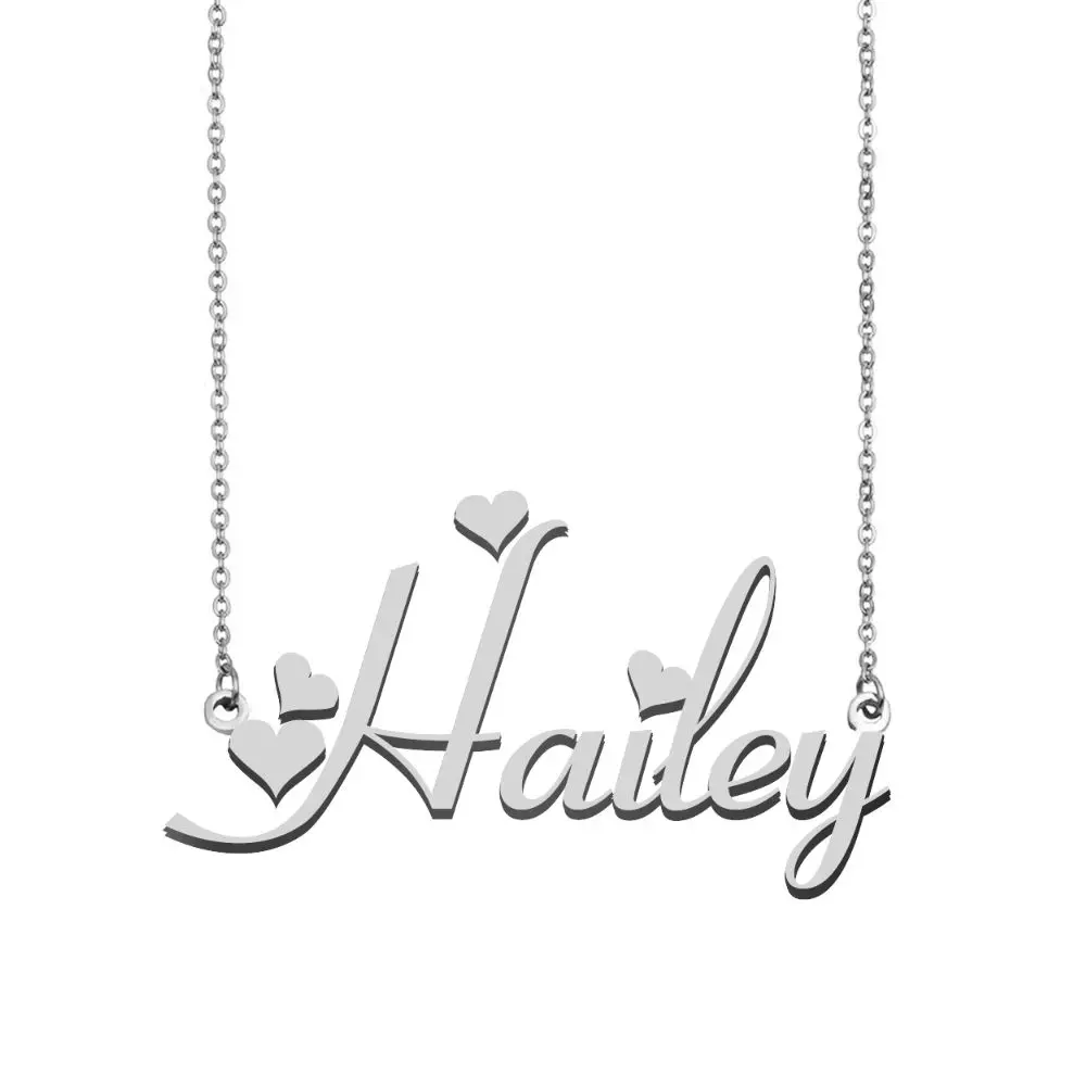 Женское Ожерелье Hailey с именем персонализированное колье из нержавеющей стали 18k