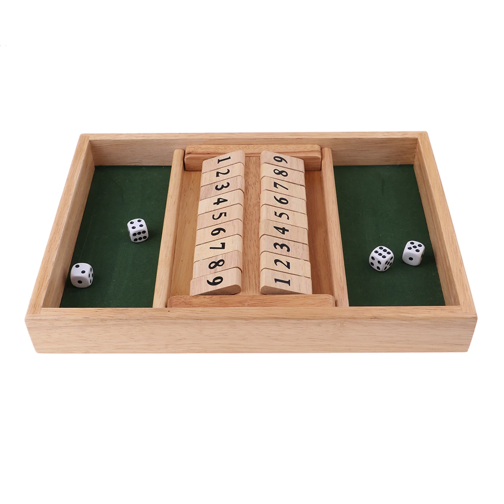 Traditional Shut the Box Game Wood Board Number Drinking Dice Toy Family Set