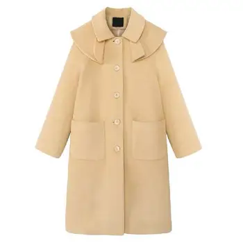 

Autumn Winter Women Wool Blend Warm Long Coat Plus Size Overcoat Solid Female Slim Fits Lapel Woolen Outerwear Femme
