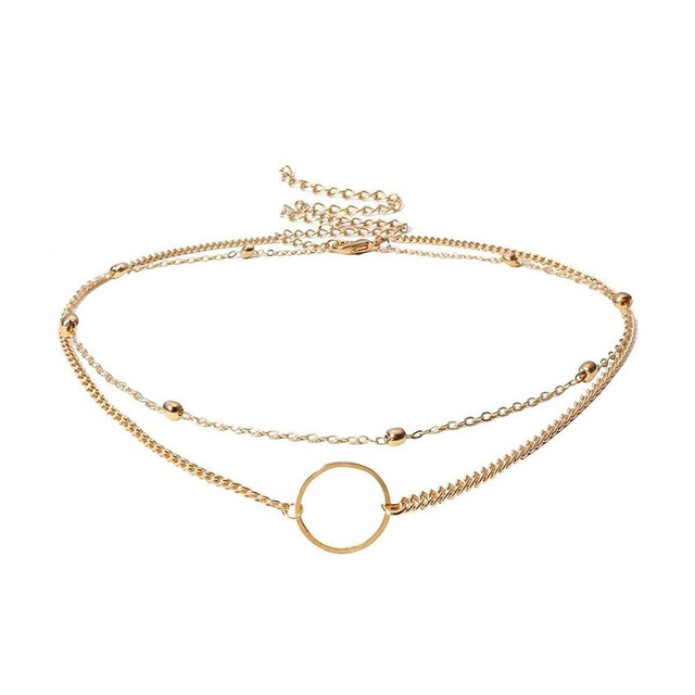 Arrival 2021 Fashion Modern Choker Necklace Two Layers Round Necklaces Gold Color Necklace Choker Jewelry For Women