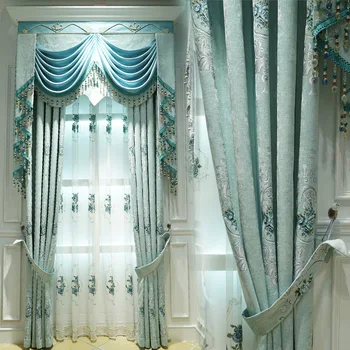 

New Chenille Jacquard for Bedroom High-grade European Curtains for Living Room Bedroom Valance Curtains Tulle