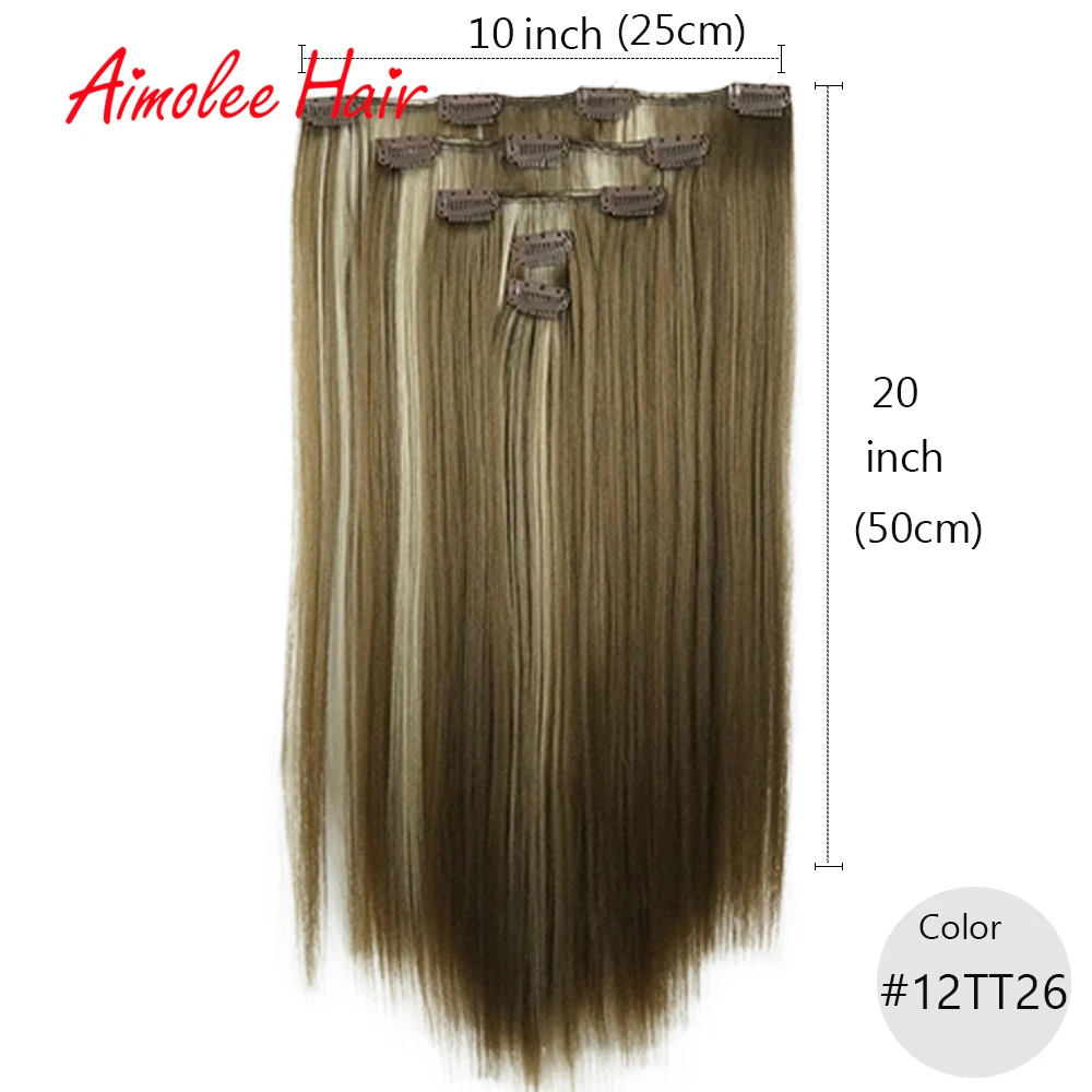 2" длинные 5 шт./компл. прямые волосы для наращивания 24 цвета 11 зажимов на наращивание волос термостойкие синтетические волосы
