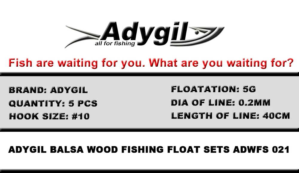 Adygil пробкового дерева поплавок наборы ADWFS 021 Floatation 5 г Длина лески 40 см крючок Размер#10 5 шт./лот