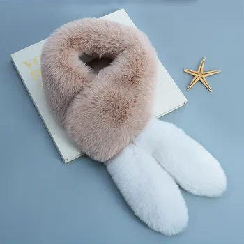 

Faux Fur Collar Snood female Cape Shawl Winter Women Solid Long Hair Imitated Fur Scarves Lady's Autumn Bunny Neckerchief A50