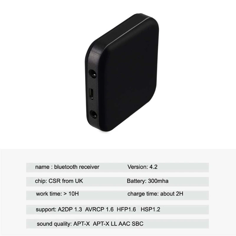 CSR беспроводной 3,5 мм аудио адаптер AUX Bluetooth 4,2 приемник APTX/APTX LL/AAC/SBC D08A