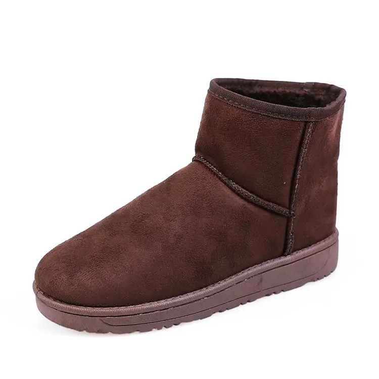 Dark Brown Женские зимние сапоги; Новинка года; удобная теплая зимняя обувь на плоской подошве; Короткие хлопковые сапоги-трубы; женская обувь из плюша - Цвет: Dark Brown