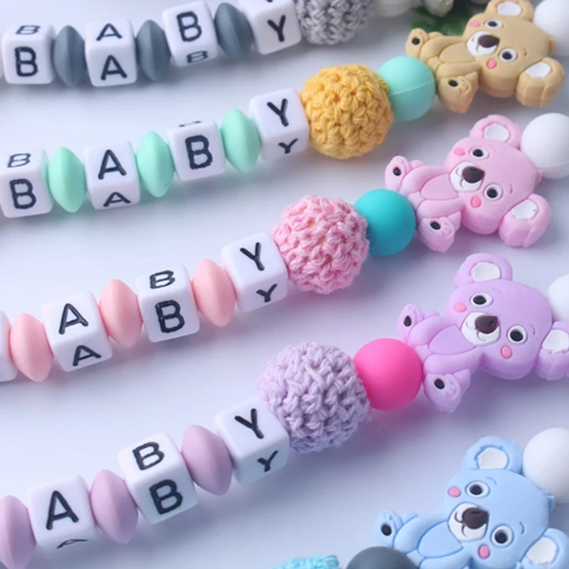 DIY силиконовая детская соска, зажимы, забавная соска, цепь, коала, держатель для детского душа, подарок, BPA бесплатно