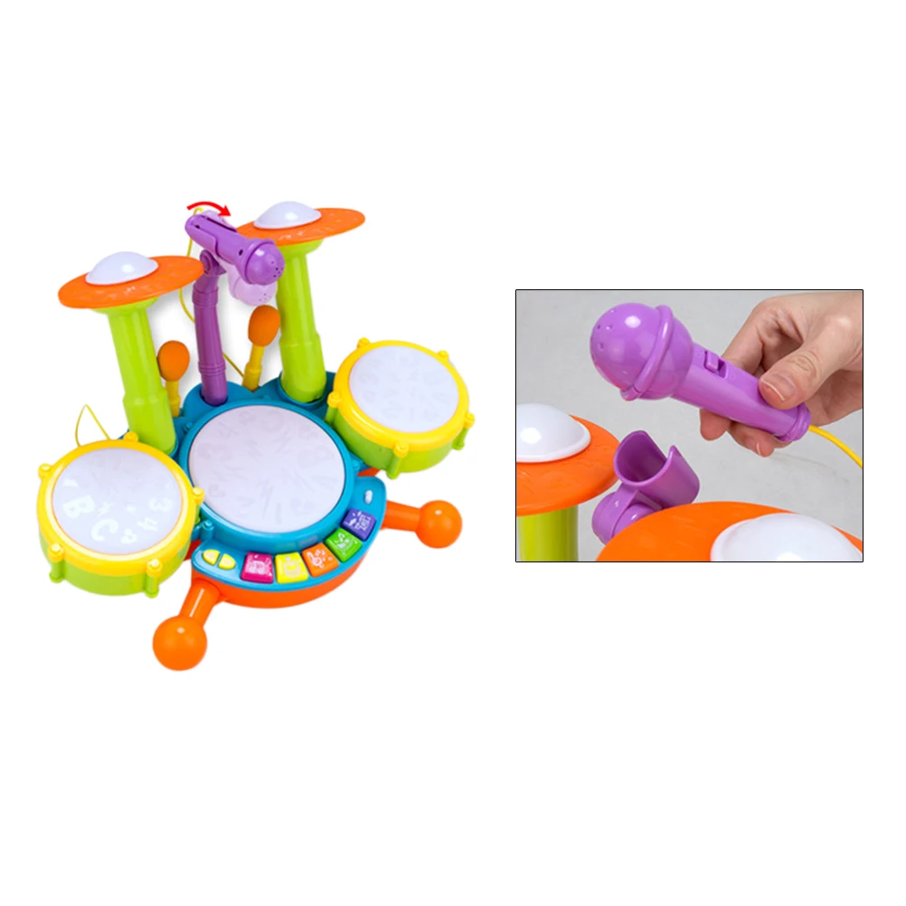 1 Set Kids Dynamic Educational Developmental Toy Gift Drum Set for Boys Girls Christmas Gift
