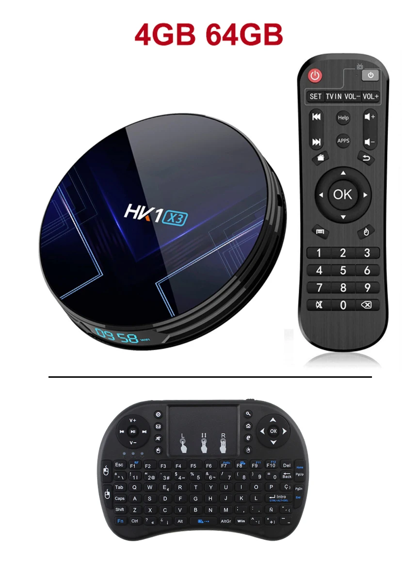 4GB 64GB and I8 ТВ приставка Procaja HK1X3 Android 9,0 Smart tv Box HK1 X3 Android tv BOX 4 Гб ram 32 ГБ/64 Гб/128 ГБ rom 1000M LAN S905X3 четырехъядерный ТВ приставка - Цвет: 4GB 64GB and I8