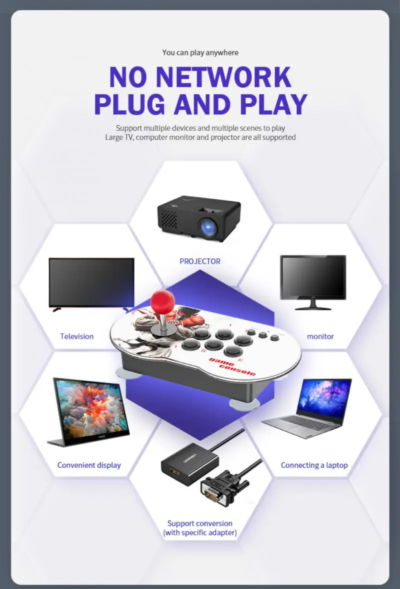 Handheld 3D Arcade Joystick TV Video Console Built-in 10000 Games 3D Arcade Electronic Game Console Suitable For MAME/FC/GB/GBA