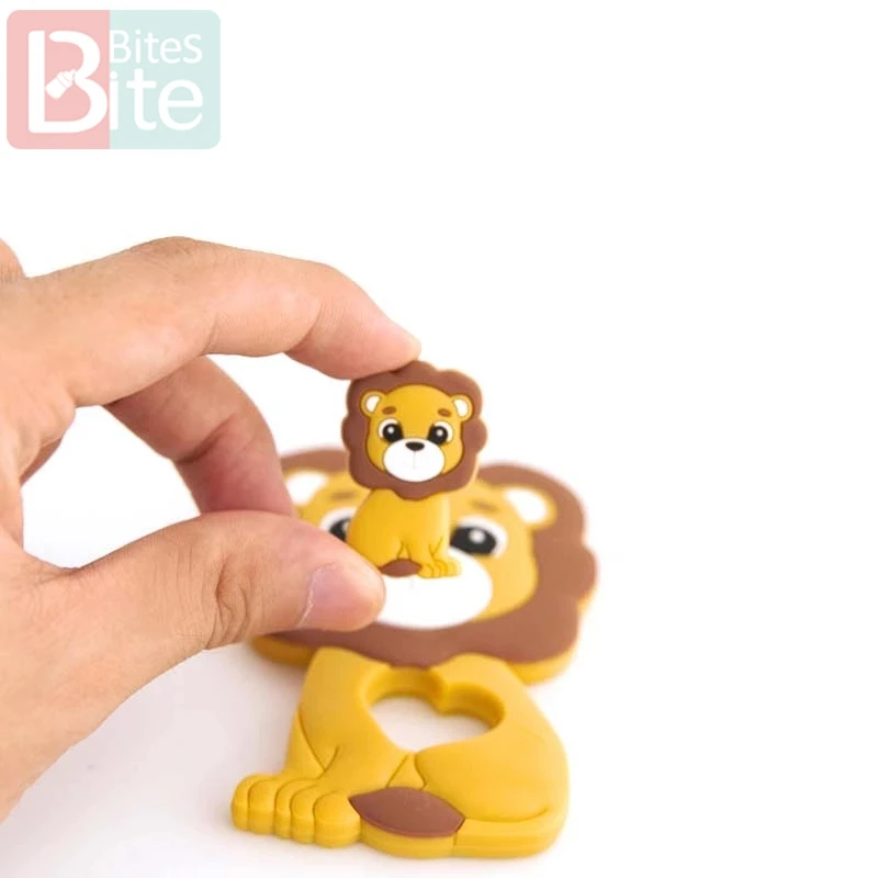 3 шт. силиконовые бусины Лев детская игрушка DIY соска подвеска на цепочке-ожерелье для жевания и кусания грызунов для прорезывания зубов детские игрушки