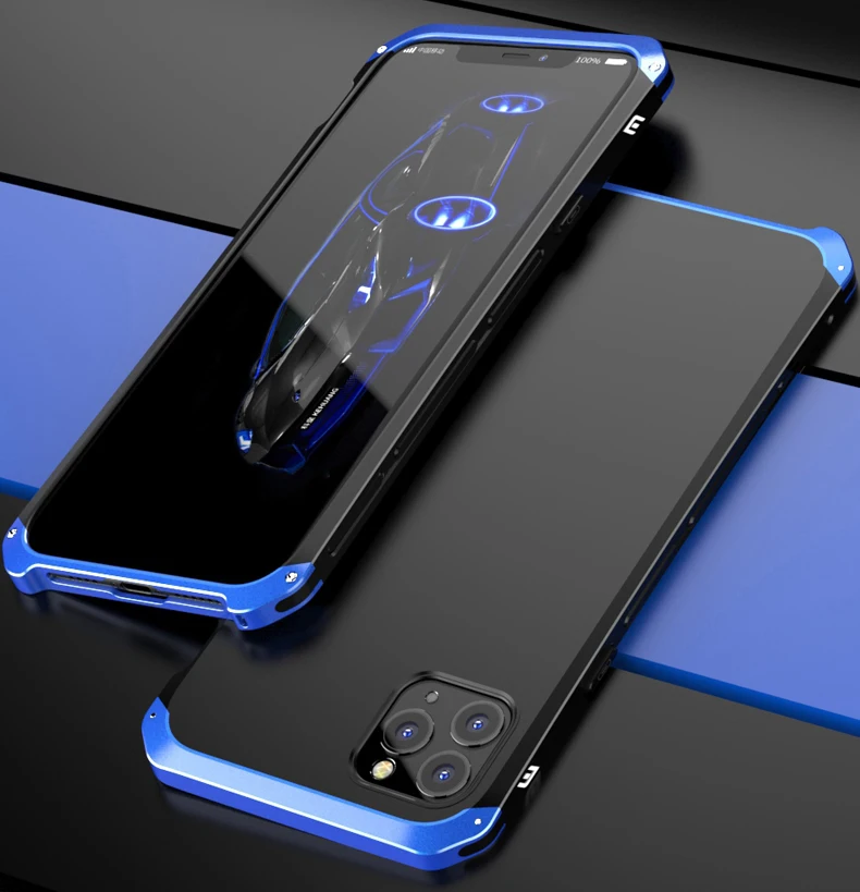 Shockproof Armor Phone Case For iPhone 13 12 Pro MAX 13 Mini 11 XS XR SE 2 8 7 6 Case Aluminum Metal Bumper Matte PC Cover Coque