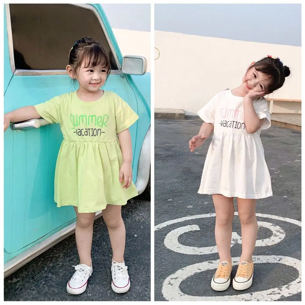 Новое Стильное платье с принтом для девочек, модные летние хлопковые платья для девочек 1-6 лет