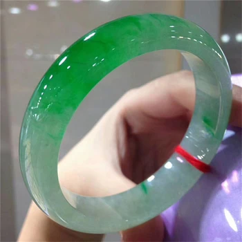 

Zheru Jewelry Natural Burmese Emerald Green Two-tone 54-62mm Bracelet Elegant Princess Jewelry Gift for Mom and Girlfriend