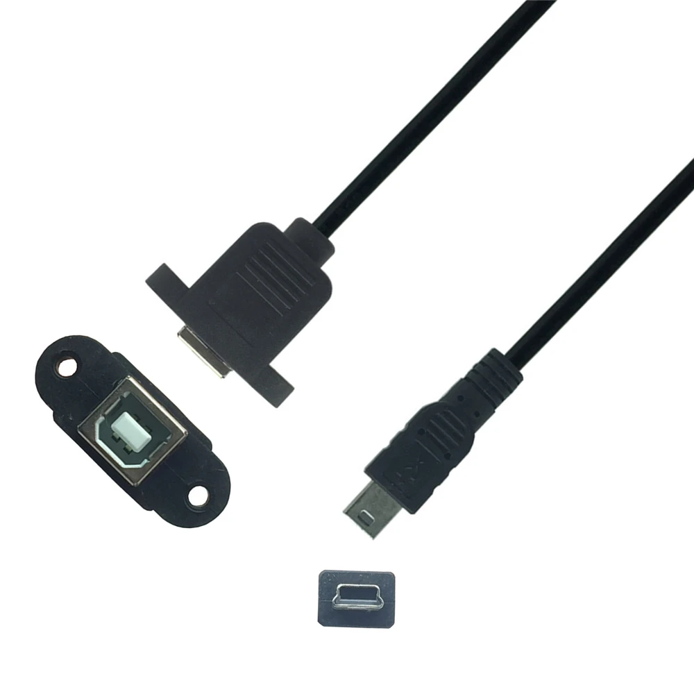 Кабель удлинитель Mini USB на 2 0 Тип B женский с винт крепления панели Блокировка