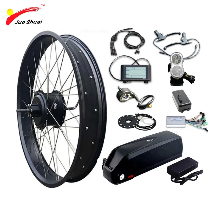 Discount 48V 1000W Electric Bike Kit with 20" 26"x4.0 Fat Bike Rear Motor Wheel 48V 26ah Lithium Battery bicicleta electrica E-bike Kit 1