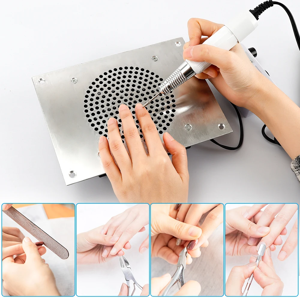2800RPM Nail Dust Collector Desktop Built in Machine Suction Vacuum Fan Cleaner 3 Collecting Bag Nail Art Vacuum Cleaner Fan