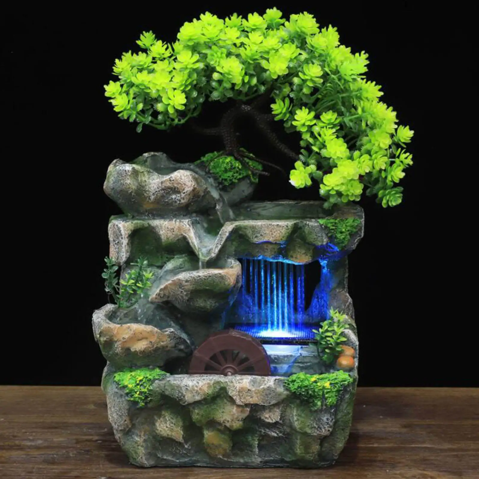 Table Waterfall Fountain Indoor Tabletop Waterfall Fountain Rockery Bonsai Zen Meditation Relaxation Cascading Water Fountains Ornament