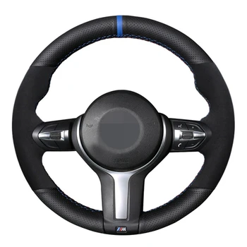 

Car Steering Wheel Cover Black Genuine Leather Suede For BMW M4 M5 M6 F87 M2 F80 M3 F82 F12 F13 F85 X5 M F86 X6 M F33 F30