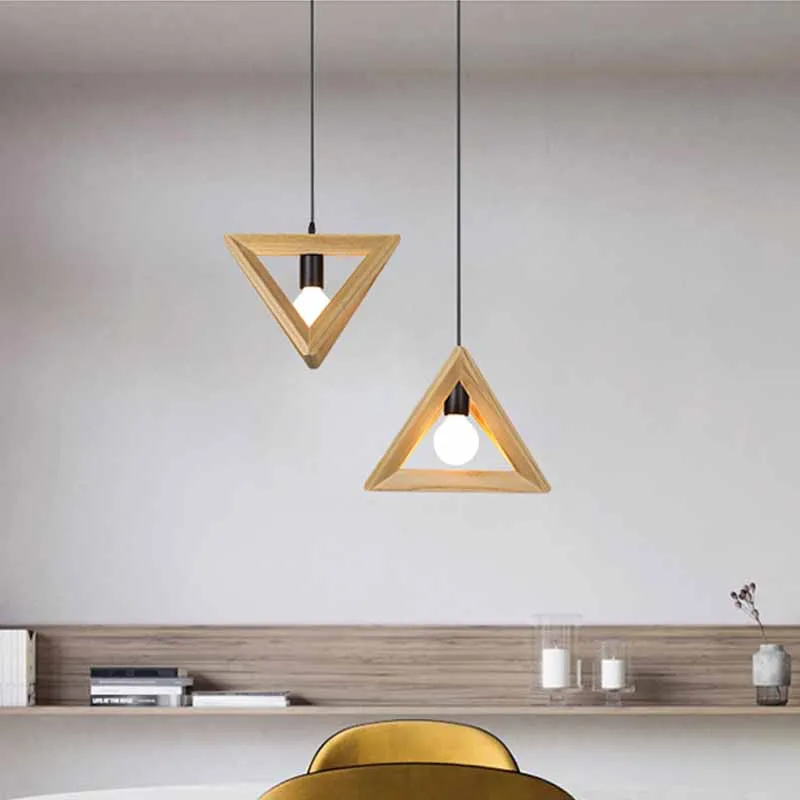 Solid Wood pendant Lamp Triangle Modern Pendant Lights for Dining Kitchen Living Room Office Home Decor Loft hanging lamp afbeelding