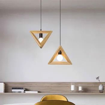 

Solid Wood pendant Lamp Triangle Modern Pendant Lights for Dining Kitchen Living Room Office Home Decor Loft hanging lamp