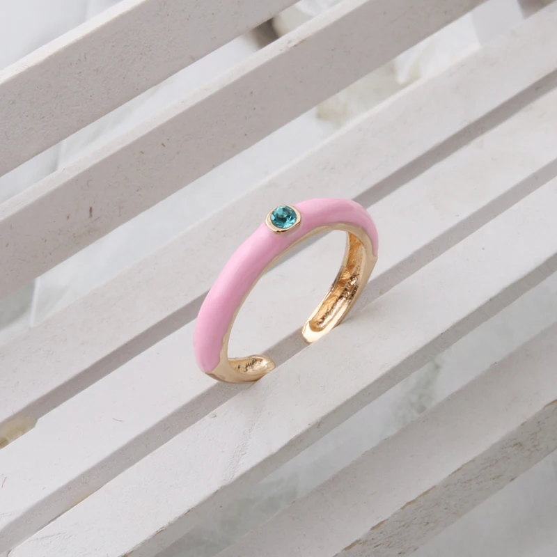 Y2K Multicolor Enamel Dripping Oil Open Ring For Women Adjustable Gold Plated Chunky Finger Rings Party Jewelry gift