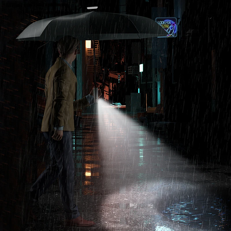 Xiaomi Fully Automatic Umbrella With Led Light Men Large Double Portable Outdoor Umbrellas Rain Women Windproof Umbrella