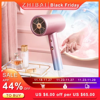 

ZHIBAI Water Ion Electic Hair Dryer Anaoe Double Ion Hot Cold Wind Hairdryer 3 Heat Seting Adjustment Temperature Fan
