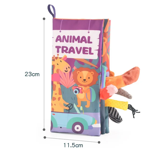 Baby Early Stimulation Tail Cloth Book Soft Sensory Interactive Toys Sound Paper Puzzle Health Cloth Book Rattle Tear Resistant 6