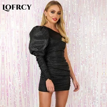 Женское блестящее мини платье Lofrcy повседневное облегающее с