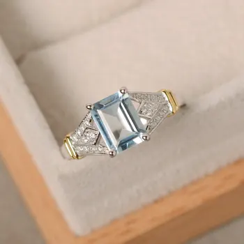 

Zircon Blue Topaz Gemstone Ring S925 Silver Platinum Plated Retro Full Diamond Delicate and Delicate Tail Ring Ladies Ring