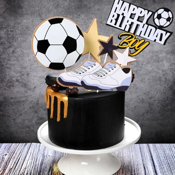 

New Ball Football Cupcake Topper Theme Sports Boy Happy Birthday Cake Topper For Kids Birthday Party Cake Decorations