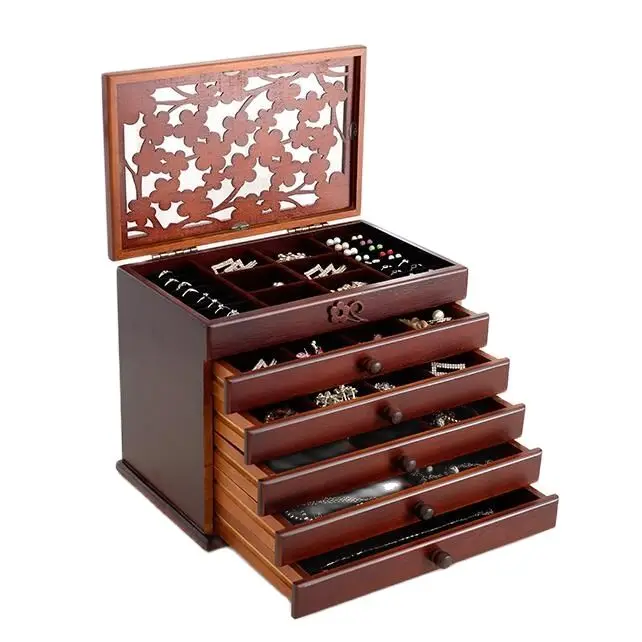 Solid Wood Wooden Box Makeup Storage Boxes Jewerly Box Organizer Retro