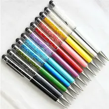10 шт./лот, роскошный Алмазный кристалл, 2 в 1, сенсорный экран, стразы, емкостный стилус, шариковая ручка для мобильного телефона, ПК, планшета, iPad