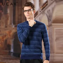 UCAK Brand Pure Merino Wool Sweaters Men 2020 New Arrival Striped O-Neck Casual Spring Style Tops Fashion Sweater Pullover U3168