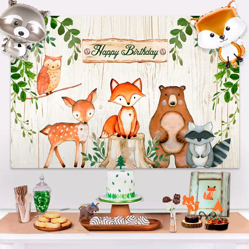Toile De Fond Pour Fete D Anniversaire Theme D Animaux En Bois Fournitures De Decoration Pour Fete D Anniversaire Theme D Animaux En Bois Safari Et Jungle Pour Enfants Aliexpress