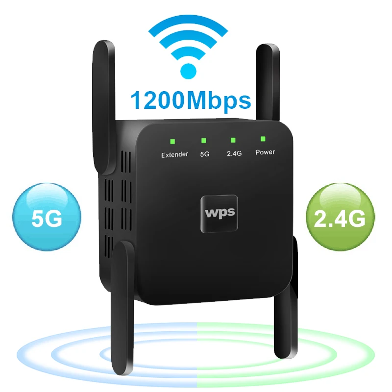 Répéteur WiFi sans fil 5 mesurz, 1200Mbps, 300Mbps, longue portée