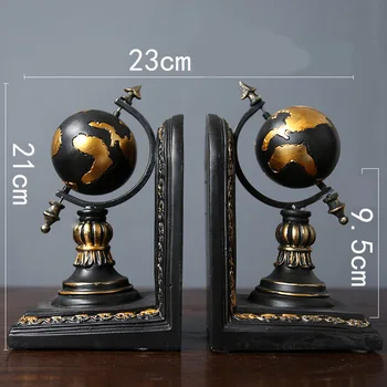 

American Globe Bookend Resin Figurines Retro Globe Book Stand Model Miniature Ornaments Creative Handicrafts Household Decor